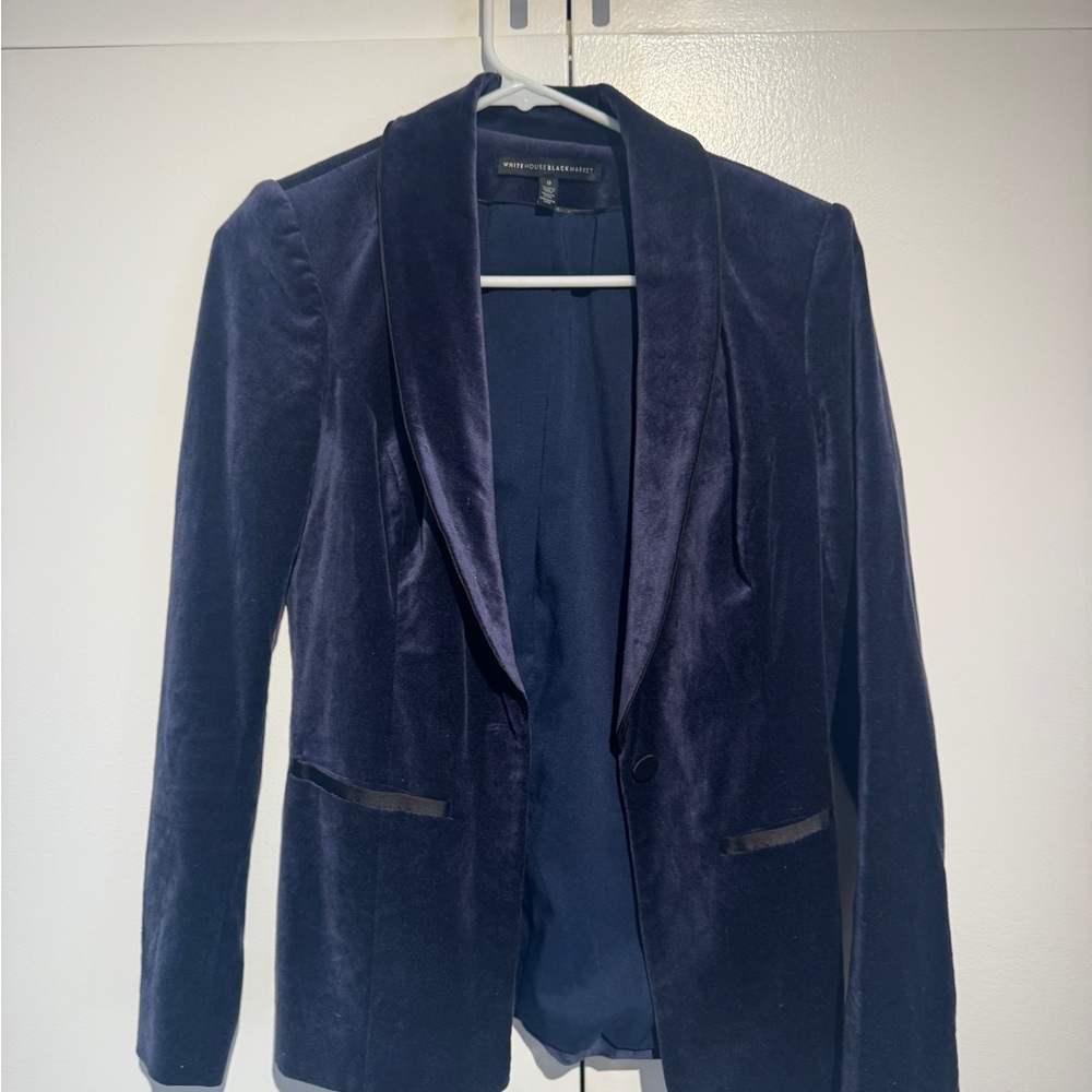 White House Black Market Deep Blue Velvet Blazer